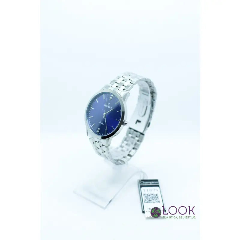 Relógio Masculino Champion Original Prata Prova Dágua Top Cor do bisel Prateado Cor do fundo Azul Relógio Masculino