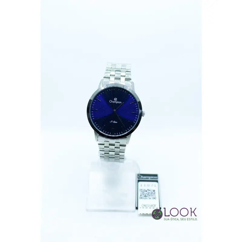 Relógio Masculino Champion Original Prata Prova Dágua Top Cor do bisel Prateado Cor do fundo Azul Relógio Masculino
