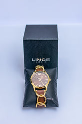 Relógio Lince Marrom Feminino Lrc4777l38 N2nx Casual Dourado 38mm