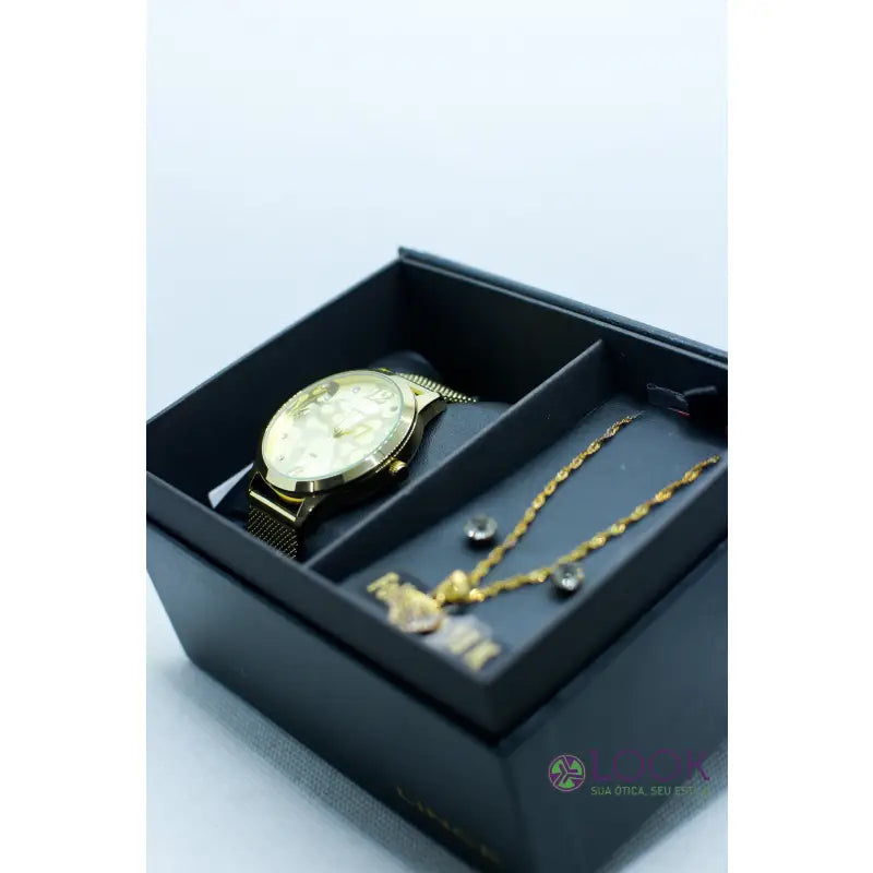 Kit Relógio Lince Feminino Dourado - LRG4724L KP25C2KX Kit Relógio Lince Feminino Dourado - LRG4724L KP25C2KX