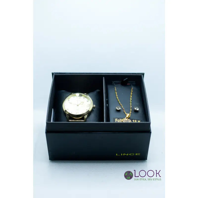 Kit Relógio Lince Feminino Dourado - LRG4724L KP25C2KX Kit Relógio Lince Feminino Dourado - LRG4724L KP25C2KX