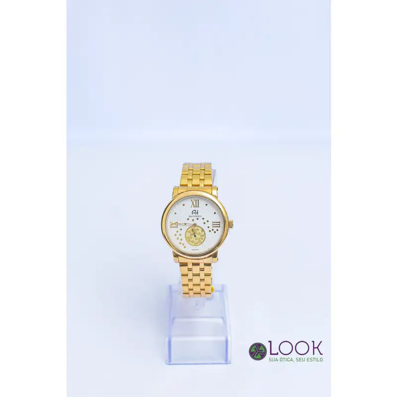 Relógio Ana Hickmann Aço Dourado Cor do fundo Branco. Relógio Ana Hickmann Feminino Aço Dourado Cor do fundo Branco