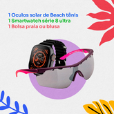 Promo de Carnaval 1 Óculos solar de beach tênis + 1 Smartwatch series 8 ultra + 1 Bolsa praia ou blusa